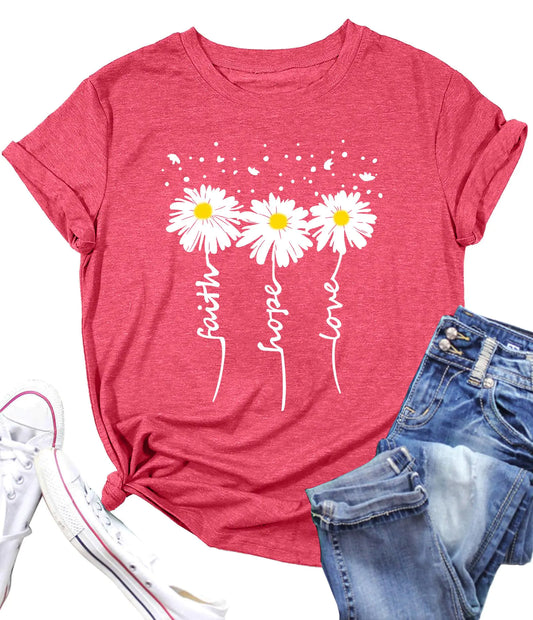 SUNBELIEF Womens Sunflower Faith Tees