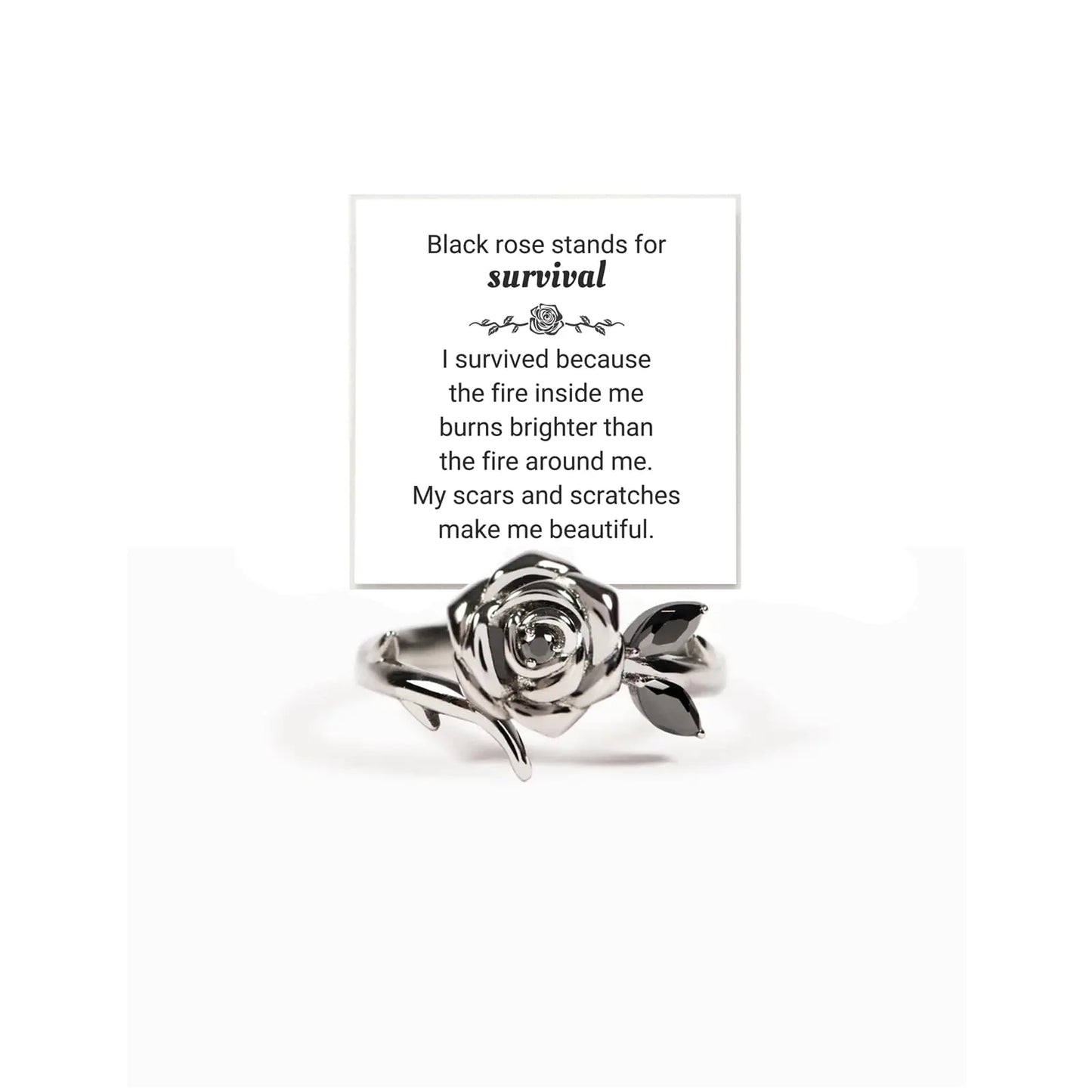 Black Rose Self-Love Ring - Motivational Gift for Sorority Sisters