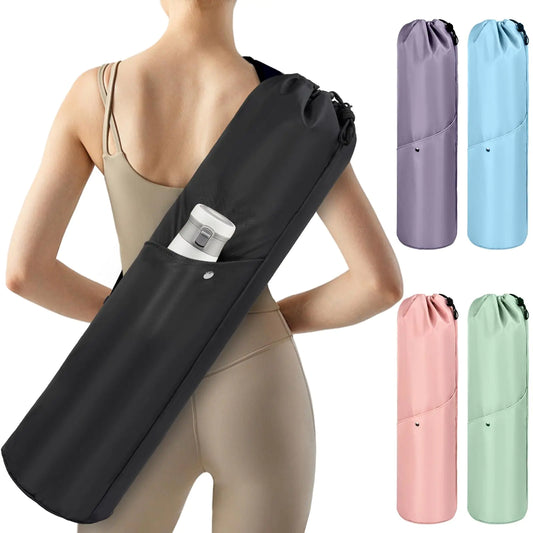 Multi-Pocket Waterproof Yoga Mat Carrier - Adjustable Strap, Black