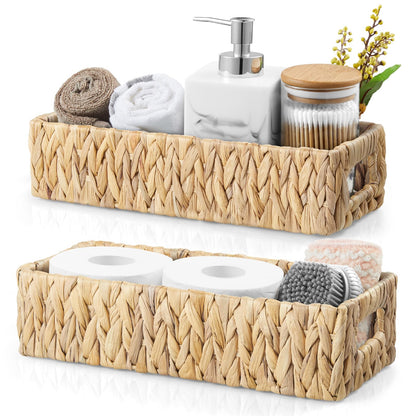 WeaveLux Hyacinth Organizer Baskets - Dual-Sized with Handles