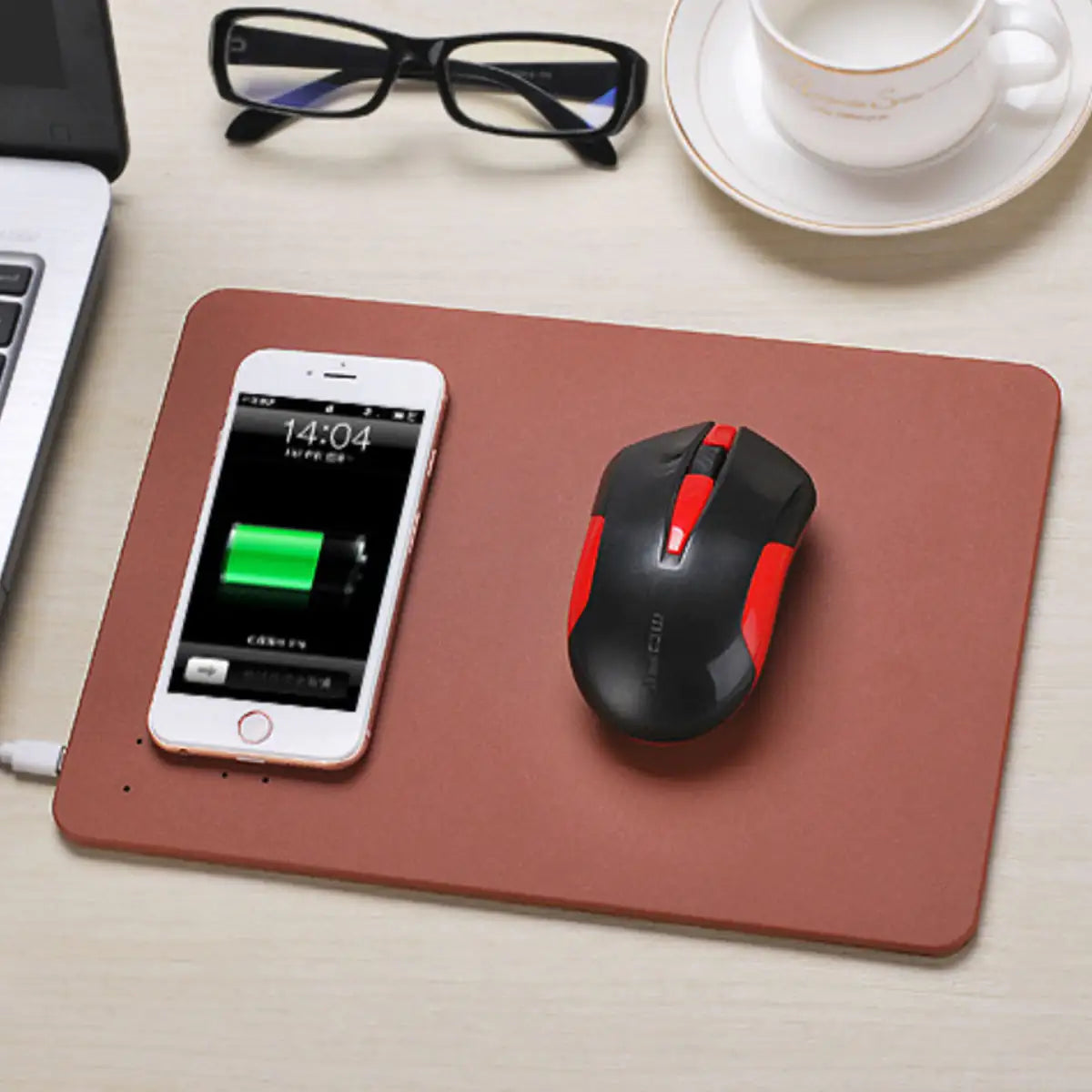 ChargeStream Desk Mat: iPhone Wireless Charger & Mouse Pad
