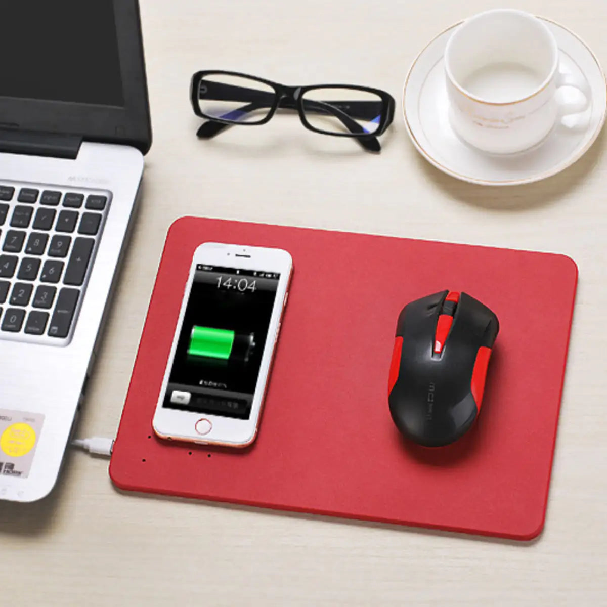 ChargeStream Desk Mat: iPhone Wireless Charger & Mouse Pad