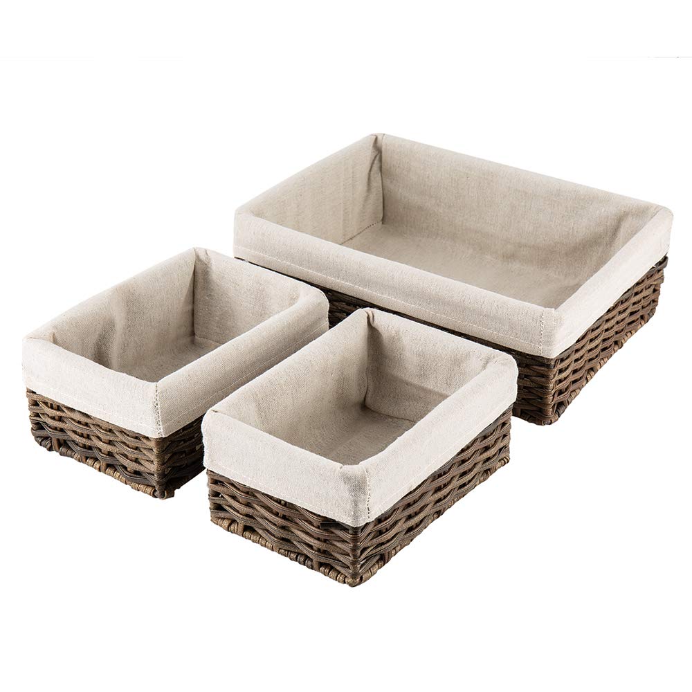 Hosroome Woven Nesting Baskets (Set of 3, Brown)