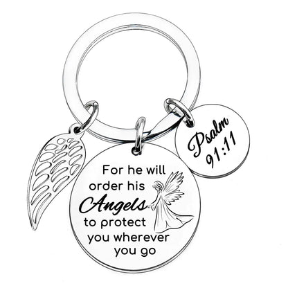 Angelic Protector Bible Verse Keychain