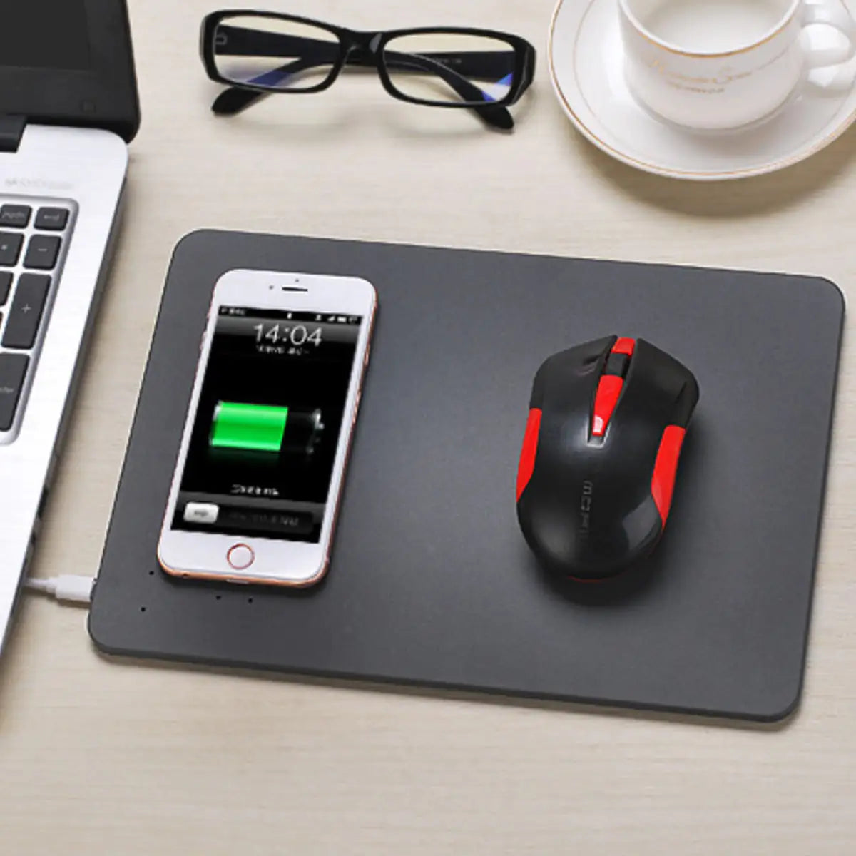 ChargeStream Desk Mat: iPhone Wireless Charger & Mouse Pad