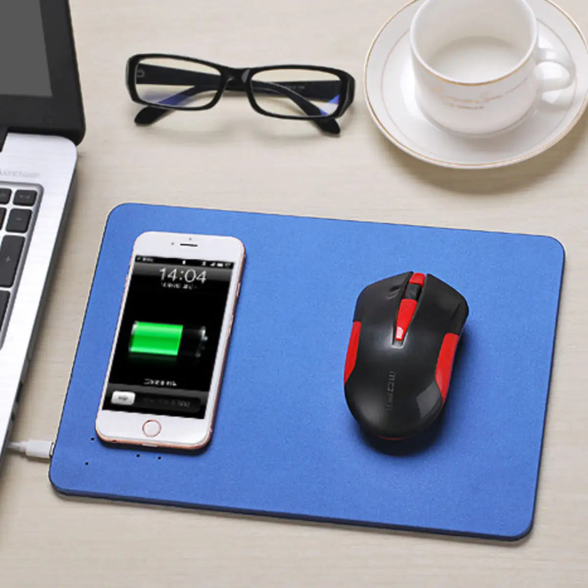 ChargeStream Desk Mat: iPhone Wireless Charger & Mouse Pad
