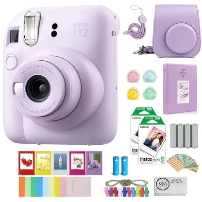FUJIFILM INSTAX Mini 12 Lilac Purple Instant Camera Bundle with Film & Accessories
