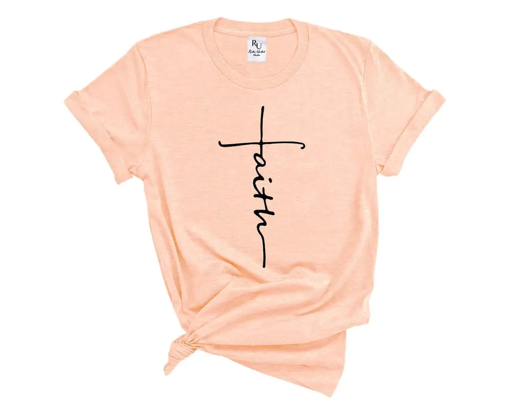 RUSTIC UNITED Faith Cross Tee - Women's Inspirational Christian Apparel