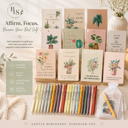 BloomyNotes 72-Piece Positivity Set with Pens & Bags