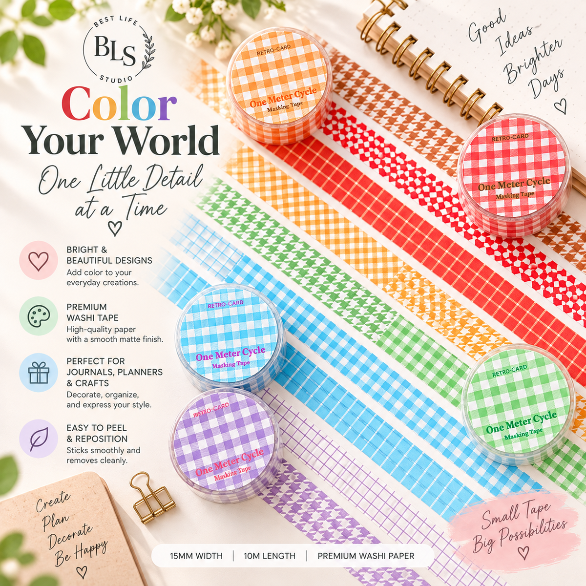 Craft Grid Washi Tape - 3m Rolls for Decor