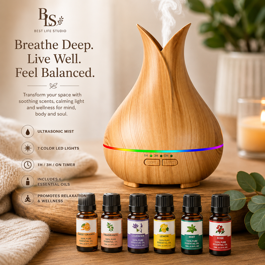 Mini Aroma Diffuser & Oils Set with LED Lights 150ml
