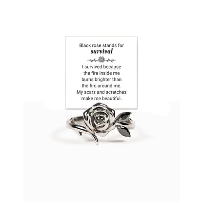 Black Rose Self-Love Ring - Motivational Gift for Sorority Sisters