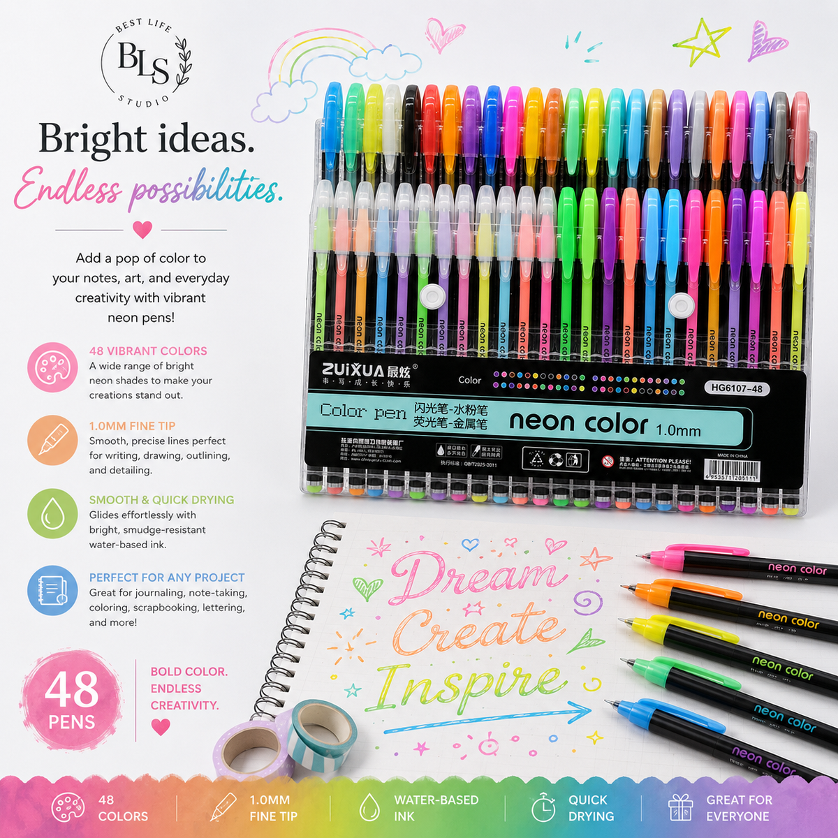 ShimmerStripes Colorful Pen Set