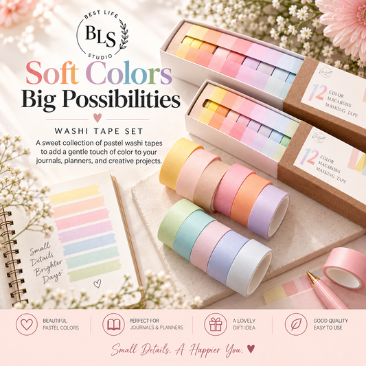 Twilight Macaron Washi Tape Set (12 Colors)