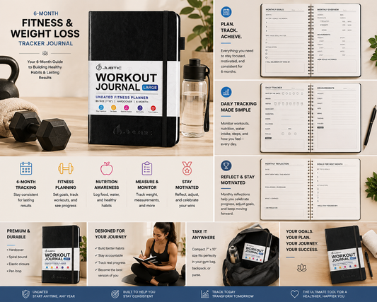 6-Month Fitness & Weight Loss Tracker Journal